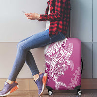 Hawaii Puakenikeni And Maile Lei Luggage Cover Pink Polynesian Shark Tattoo DT05