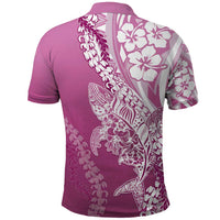 Hawaii Puakenikeni And Maile Lei Polo Shirt Pink Polynesian Shark Tattoo DT05