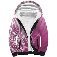 Hawaii Puakenikeni And Maile Lei Sherpa Hoodie Pink Polynesian Shark Tattoo DT05