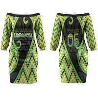 Custom Aotearoa Atua Tanemahuta Couples Matching Off The Shoulder Long Sleeve Dress and Long Sleeve Button Shirt God Of Forests Koru Patterns Koru Patterns