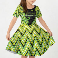 Custom Aotearoa Atua Tanemahuta Kid Short Sleeve Dress God Of Forests Koru Patterns Koru Patterns