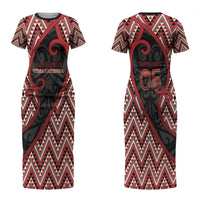 Custom Aotearoa Atua Tumatauenga Couples Matching Short Sleeve Bodycon Dress and Long Sleeve Button Shirt God Of War Koru Patterns