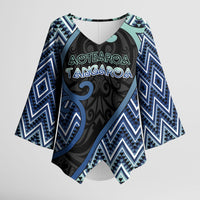 Custom Aotearoa Atua Tangaroa Kimono Sleeve Blouse God Of Ocean Koru Patterns