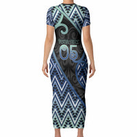 Custom Aotearoa Atua Tangaroa Short Sleeve Bodycon Dress God Of Ocean Koru Patterns