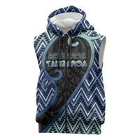 Custom Aotearoa Atua Tangaroa Sleeveless Zip Hoodie God Of Ocean Koru Patterns