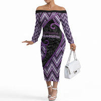 Custom Aotearoa Atua Tawhirimatea Off The Shoulder Long Sleeve Dress God Of Storms Koru Patterns