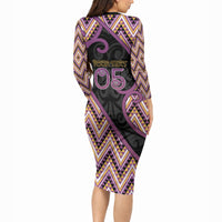 Custom Aotearoa Atua Rongomatane Long Sleeve Bodycon Dress God Of Cultivated Foods Koru Patterns