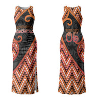 Custom Aotearoa Atua Ruaumoko Couples Matching Tank Maxi Dress and Long Sleeve Button Shirt God Of Volcanoes Koru Patterns