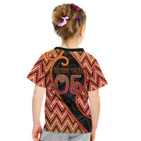 Custom Aotearoa Atua Ruaumoko Kid T Shirt God Of Volcanoes Koru Patterns