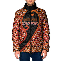 Custom Aotearoa Atua Ruaumoko Padded Jacket God Of Volcanoes Koru Patterns
