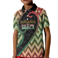 Custom Aotearoa Atua Maui Kid Polo Shirt Demigod Hero And Trickster Koru Patterns