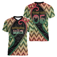 Custom Aotearoa Atua Maui Women V-Neck T-Shirt Demigod Hero And Trickster Koru Patterns