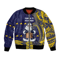 Tokelau Christmas Bomber Jacket Santa With Tuluma Xmas Tribal Waves - Polynesian Pride