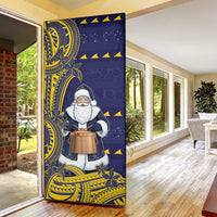 Tokelau Christmas Door Cover Santa With Tuluma Xmas Tribal Waves - Polynesian Pride