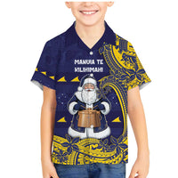 Tokelau Christmas Family Matching Mermaid Dress and Hawaiian Shirt Santa With Tuluma Xmas Tribal Waves - Polynesian Pride