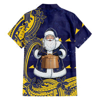 Tokelau Christmas Family Matching Off The Shoulder Long Sleeve Dress and Hawaiian Shirt Santa With Tuluma Xmas Tribal Waves - Polynesian Pride