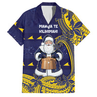 Tokelau Christmas Family Matching Off Shoulder Maxi Dress and Hawaiian Shirt Santa With Tuluma Xmas Tribal Waves - Polynesian Pride