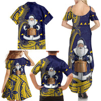 Tokelau Christmas Family Matching Summer Maxi Dress and Hawaiian Shirt Santa With Tuluma Xmas Tribal Waves - Polynesian Pride