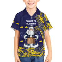 Tokelau Christmas Family Matching Summer Maxi Dress and Hawaiian Shirt Santa With Tuluma Xmas Tribal Waves - Polynesian Pride