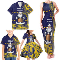 Tokelau Christmas Family Matching Tank Maxi Dress and Hawaiian Shirt Santa With Tuluma Xmas Tribal Waves - Polynesian Pride