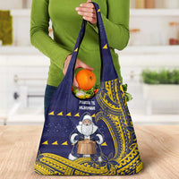 Tokelau Christmas Grocery Bag Santa With Tuluma Xmas Tribal Waves - Polynesian Pride