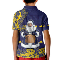 Tokelau Christmas Kid Polo Shirt Santa With Tuluma Xmas Tribal Waves DT05 - Polynesian Pride