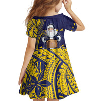 Tokelau Christmas Kid Short Sleeve Dress Santa With Tuluma Xmas Tribal Waves DT05 - Polynesian Pride
