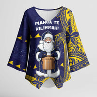 Tokelau Christmas Kimono Sleeve Blouse Santa With Tuluma Xmas Tribal Waves - Polynesian Pride