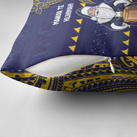 Tokelau Christmas Pillow Cover Santa With Tuluma Xmas Tribal Waves - Polynesian Pride