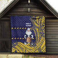 Tokelau Christmas Quilt Santa With Tuluma Xmas Tribal Waves - Polynesian Pride