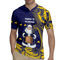 Tokelau Christmas Rugby Jersey Santa With Tuluma Xmas Tribal Waves - Polynesian Pride