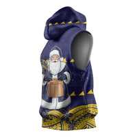 Tokelau Christmas Sleeveless Hoodie Santa With Tuluma Xmas Tribal Waves - Polynesian Pride