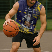 Tokelau Christmas Sleeveless Hoodie Santa With Tuluma Xmas Tribal Waves - Polynesian Pride