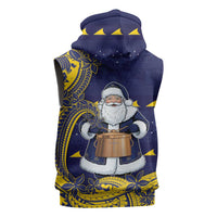 Tokelau Christmas Sleeveless Zip Hoodie Santa With Tuluma Xmas Tribal Waves DT05 - Polynesian Pride