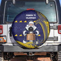 Tokelau Christmas Spare Tire Cover Santa With Tuluma Xmas Tribal Waves - Polynesian Pride