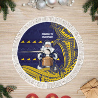 Tokelau Christmas Tree Skirt Santa With Tuluma Xmas Tribal Waves - Polynesian Pride