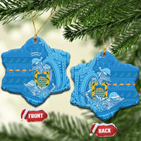 Tuvalu Christmas Ceramic Ornament Dolphins Santa Xmas Tribal Waves - Polynesian Pride