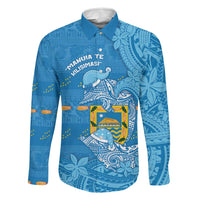 Tuvalu Christmas Family Matching Off Shoulder Maxi Dress and Hawaiian Shirt Dolphins Santa Xmas Tribal Waves - Polynesian Pride