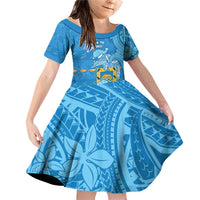 Tuvalu Christmas Family Matching Off Shoulder Short Dress and Hawaiian Shirt Dolphins Santa Xmas Tribal Waves - Polynesian Pride