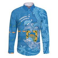 Tuvalu Christmas Family Matching Short Sleeve Bodycon Dress and Hawaiian Shirt Dolphins Santa Xmas Tribal Waves - Polynesian Pride