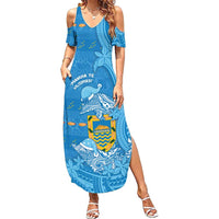 Tuvalu Christmas Family Matching Summer Maxi Dress and Hawaiian Shirt Dolphins Santa Xmas Tribal Waves - Polynesian Pride