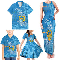 Tuvalu Christmas Family Matching Tank Maxi Dress and Hawaiian Shirt Dolphins Santa Xmas Tribal Waves - Polynesian Pride