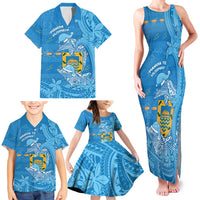 Tuvalu Christmas Family Matching Tank Maxi Dress and Hawaiian Shirt Dolphins Santa Xmas Tribal Waves - Polynesian Pride