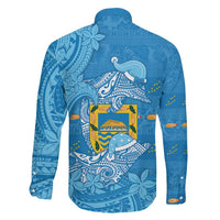 Tuvalu Christmas Family Matching Tank Maxi Dress and Hawaiian Shirt Dolphins Santa Xmas Tribal Waves - Polynesian Pride