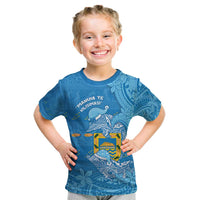 Tuvalu Christmas Kid T Shirt Dolphins Santa Xmas Tribal Waves DT05 Blue - Polynesian Pride