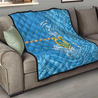 Tuvalu Christmas Quilt Dolphins Santa Xmas Tribal Waves - Polynesian Pride