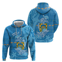 Tuvalu Christmas Zip Hoodie Dolphins Santa Xmas Tribal Waves - Polynesian Pride