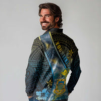 Personalised Tuvalu Long Sleeve Polo Shirt Dolphin On The Waves