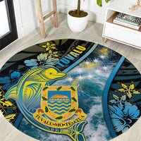Tuvalu Round Carpet Dolphin On The Waves