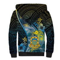 Personalised Tuvalu Sherpa Hoodie Dolphin On The Waves
